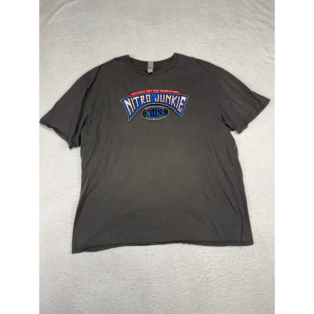 NHRA Nitro Junkie Drag Racing Graphic T-Shirt Skull Faded Black XL
